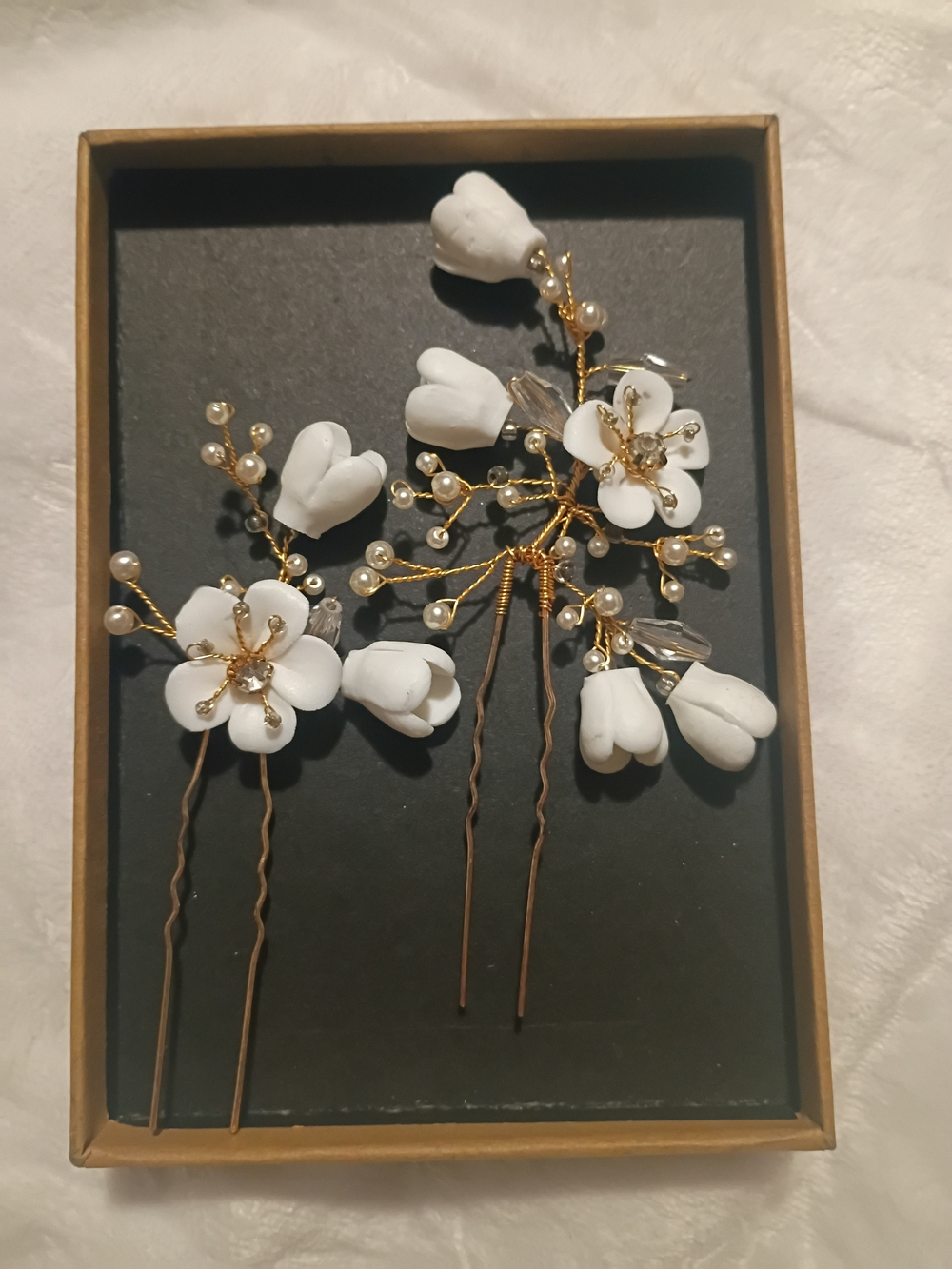 White Floral Hair Pins - Elegant Bridal Hair Accessories - AW Bridal